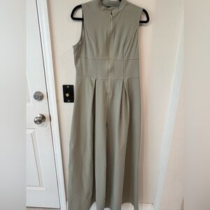 Eileen Fisher Jumpsuit Womens Small Sage Sleeveless Zip Front Wide Leg